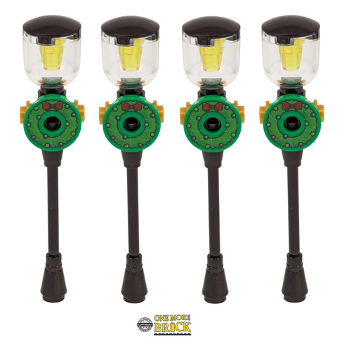 Christmas Lamp Posts x4 | Xmas Winter Village lights & Wreath
