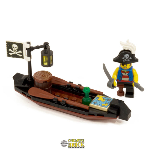 Pirate Boat/Ship Inc Minifigure, Map, Jolly Roger Flag