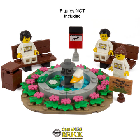 Park Set with Benches & Pond/Fountain