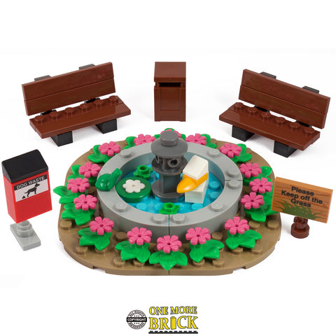 Park Set with Benches & Pond/Fountain