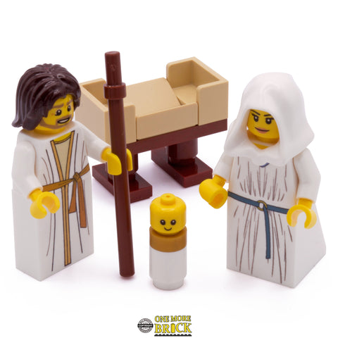 Mary and Joseph minifigures, with baby Jesus