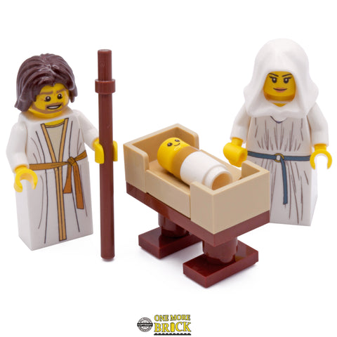 Mary and Joseph minifigures, with baby Jesus