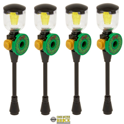 Christmas Lamp Posts x4 | Xmas Winter Village lights & Wreath