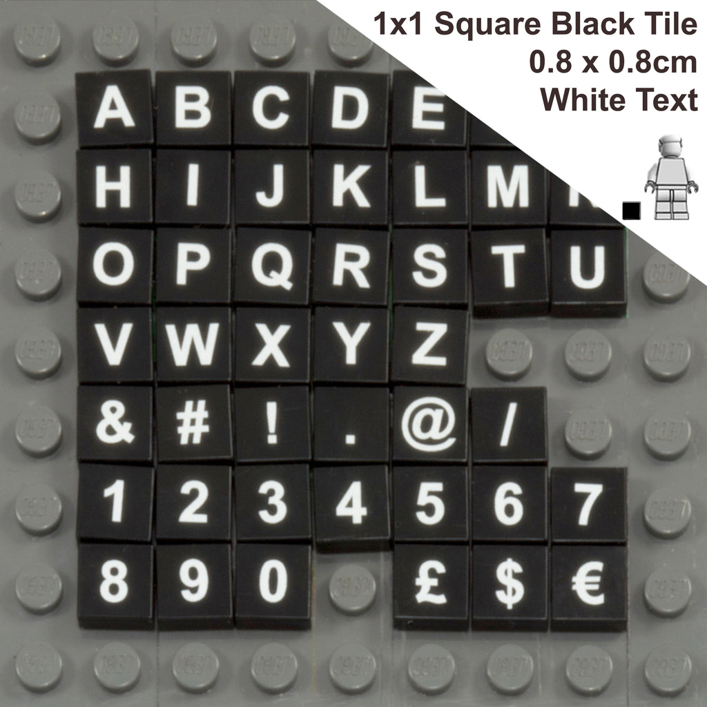 <small><sup>C02</small></sup><br>Lego Tiles - Character Prints<br>Black 1x1 Square Tiles