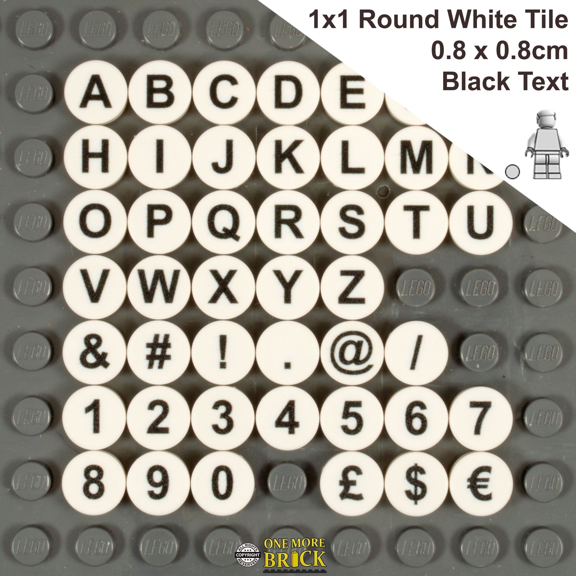 C05Lego Tiles Character PrintsWhite 1x1 Round Tiles