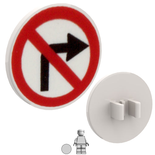 <small><sup>HF-071</small></sup><br>Road Sign - No Right Turn<br>2x2 Round plate with clip