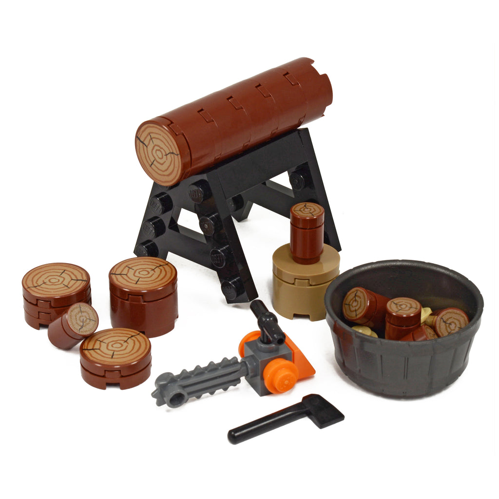 SawHorse Wood cutter, Logs & Chainsaw